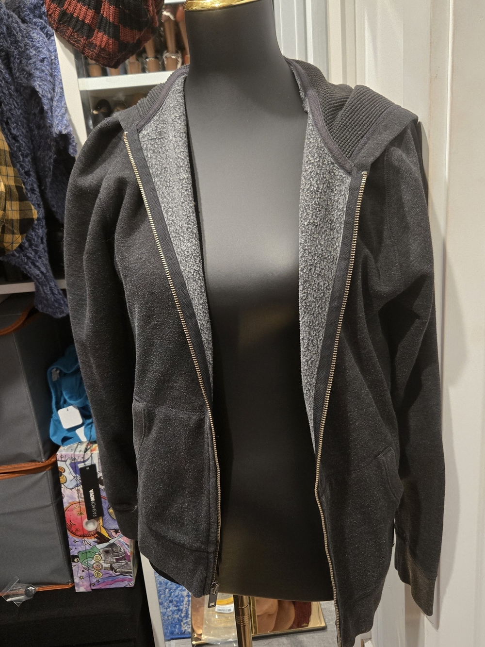 Express Unisex Dark Gray Hooded Zip Jacket